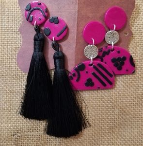 Pair of handcrafted clay earrings